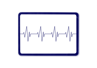 Screen with heart monitor graphic